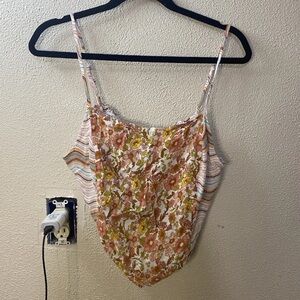 SO Good For Life Womens Floral & Stripe Crop Tank Top Size XL 100% Rayon